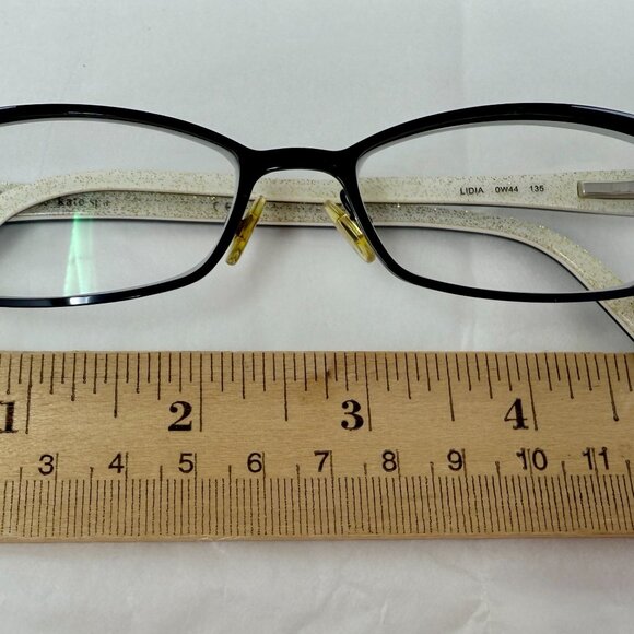 Kate Spade Lidia OW44 Eyeglass Frames – Black Front with White & Gold Fleck Arms - Picture 8 of 11